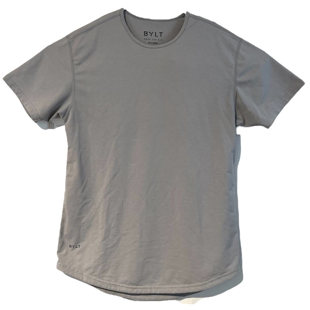 BYLT Shirt Men Size Medium‎ Drop Cut Lux S/S Short Sleeve Grey Crewneck